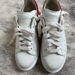 Alexander McQueen White and Red Lace-Up Sneakers